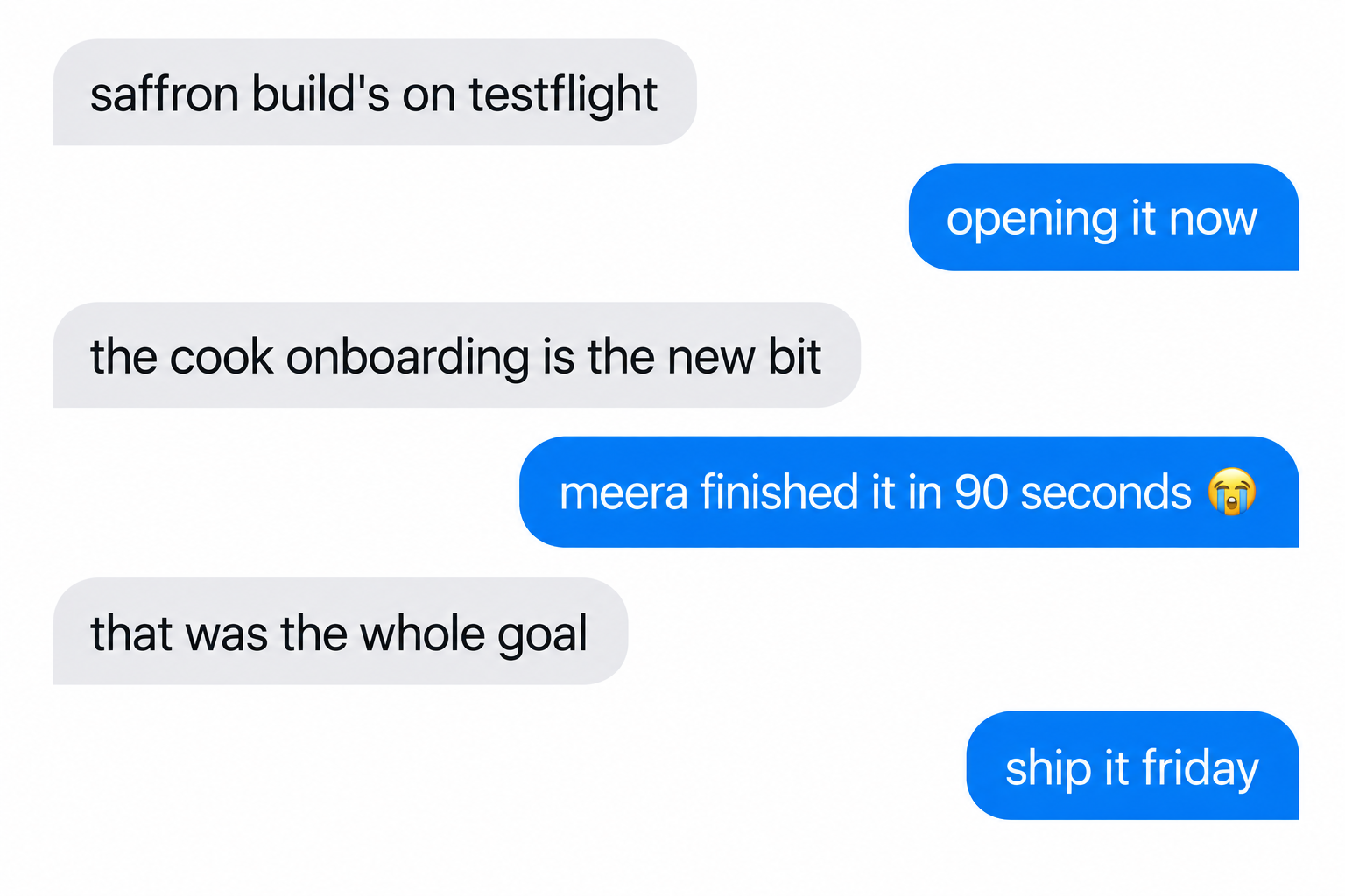a client chat thread about a build
